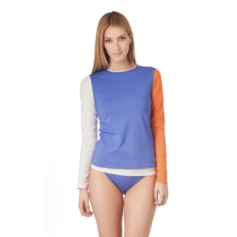 Tommy‎ Bahama Rash Guard Swim Shirt Top Long Sleeve Women's Size L Purple Orange